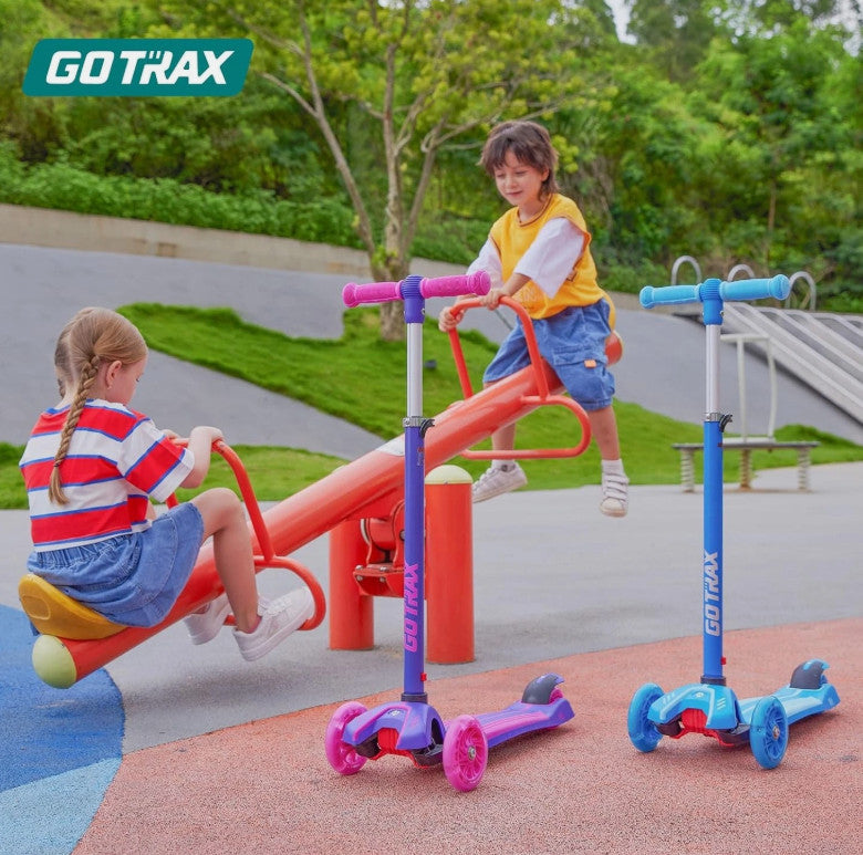 Kids Kick Scooter, LED Lighted Wheels and 3 Adjustable Height Handlebars, Lea...