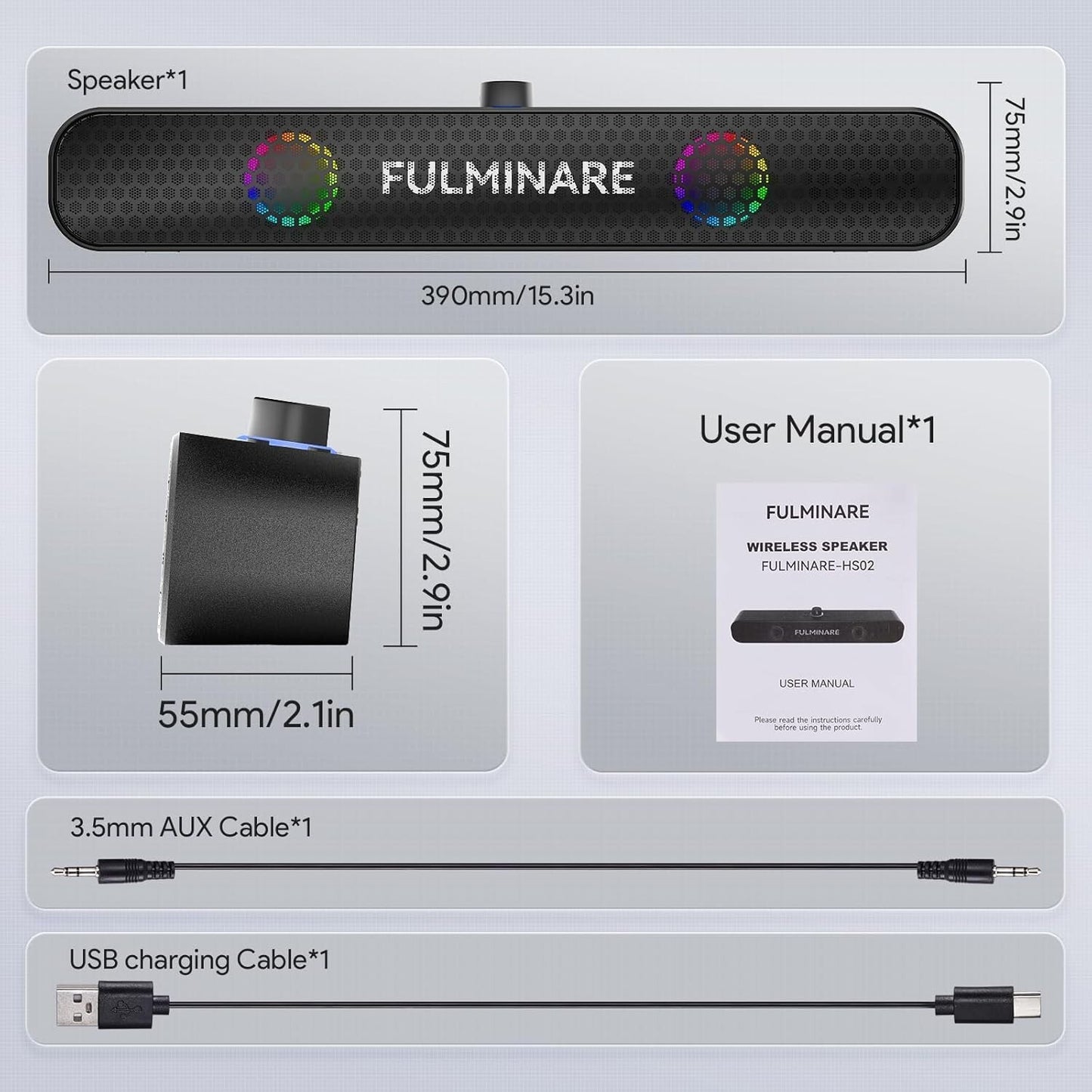 FULMINARE Bluetooth Speaker with 26W HD Sound, Portable Speaker