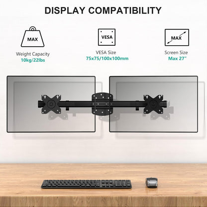 Dual Monitor Wall Mount Single to Double Bracket Adapter Horizontal Assembly ...