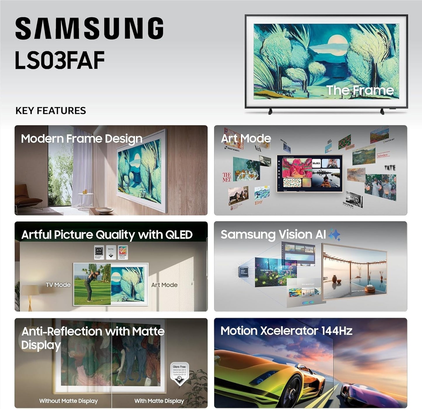 Samsung 50 inch The Frame LS03FA QLED 4K Art Mode Vision AI Smart TV (2025)
