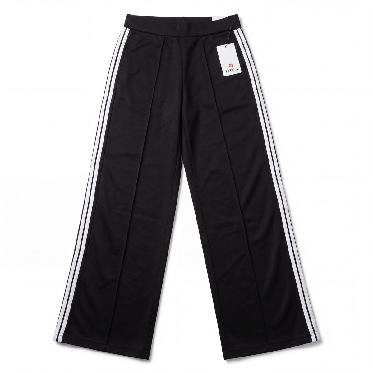 OTOS Women's Black 4 Way Stretch Pants with White Stripes on Side