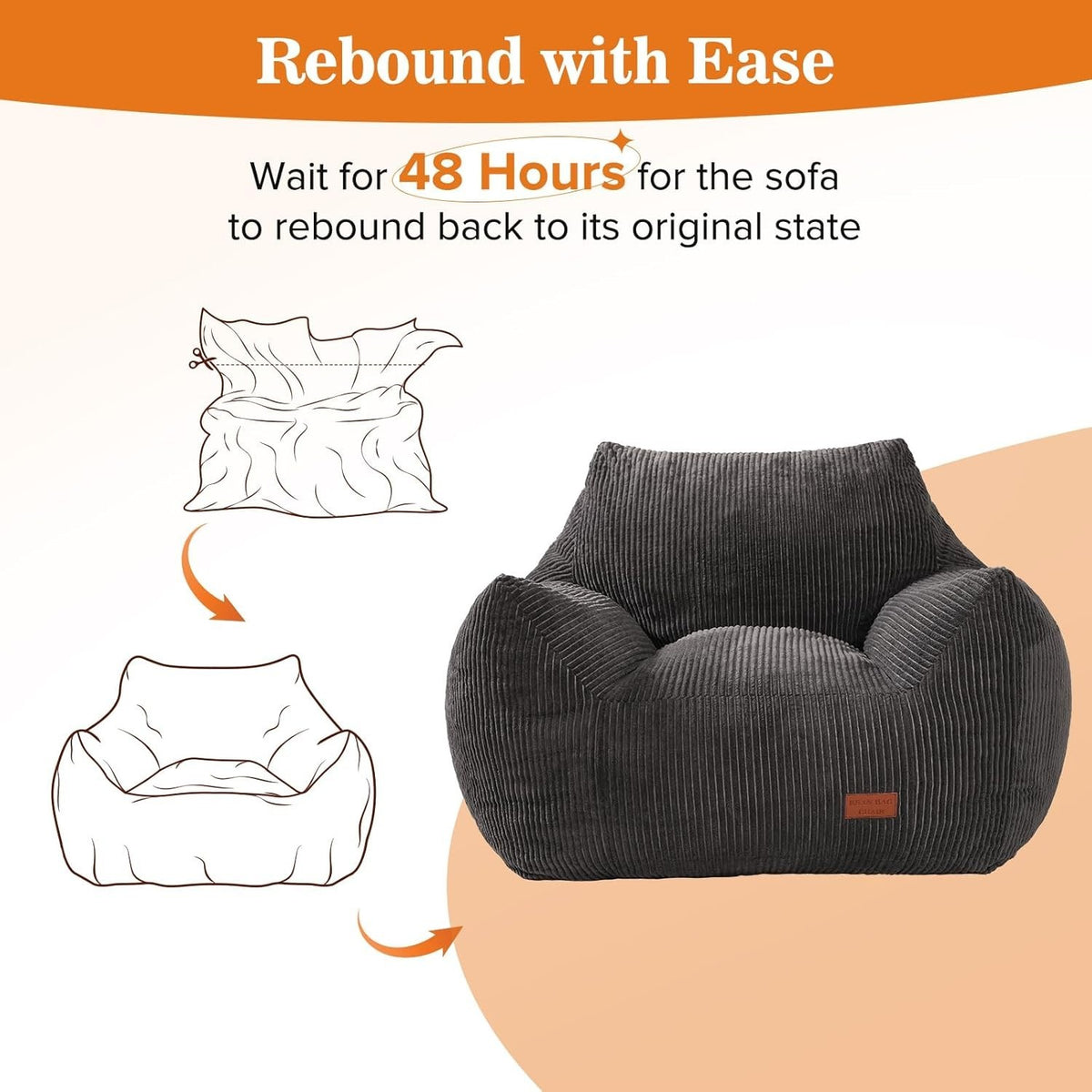 Big Bean Bag Chair for Adults, Ultra Soft BeanBag for Living Room