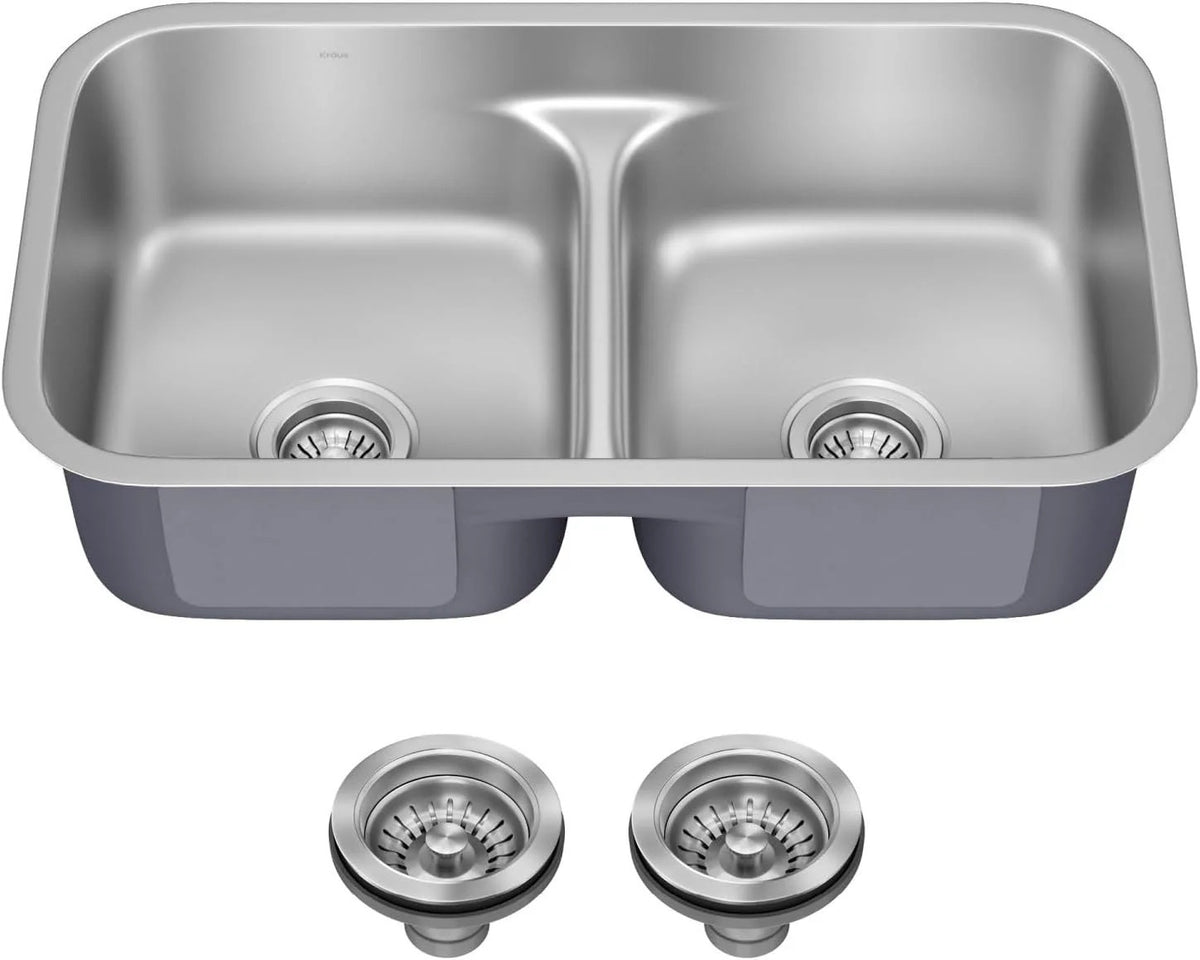 KRAUS Premier 32-inch 18 Gauge Undermount 50/50 Double Satin - KBU32