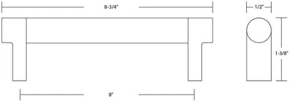 Emtek 84056.RECUS19 Select Smooth Cabinet Pull | Flat Black | 8 inch