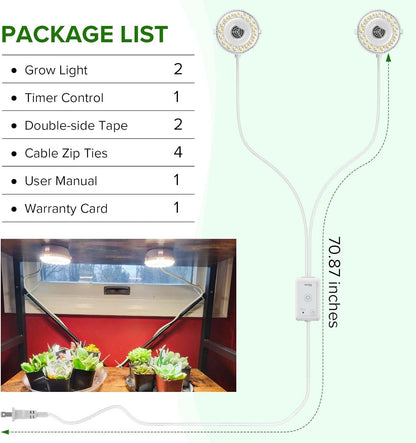 Grow Lights for Indoor Plants Full Spectrum, 2 Pack Puck Grow Lights, 150 Wat...