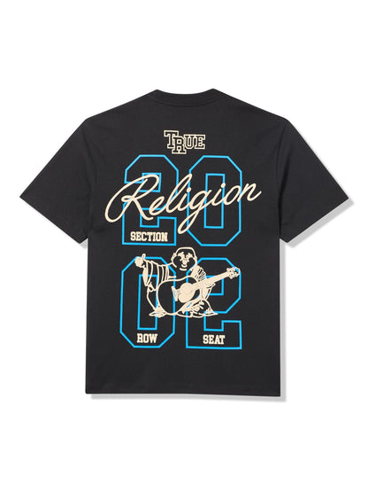 True Religion Men’s Short Sleeve University Tee– Crewneck Collegiate Logo