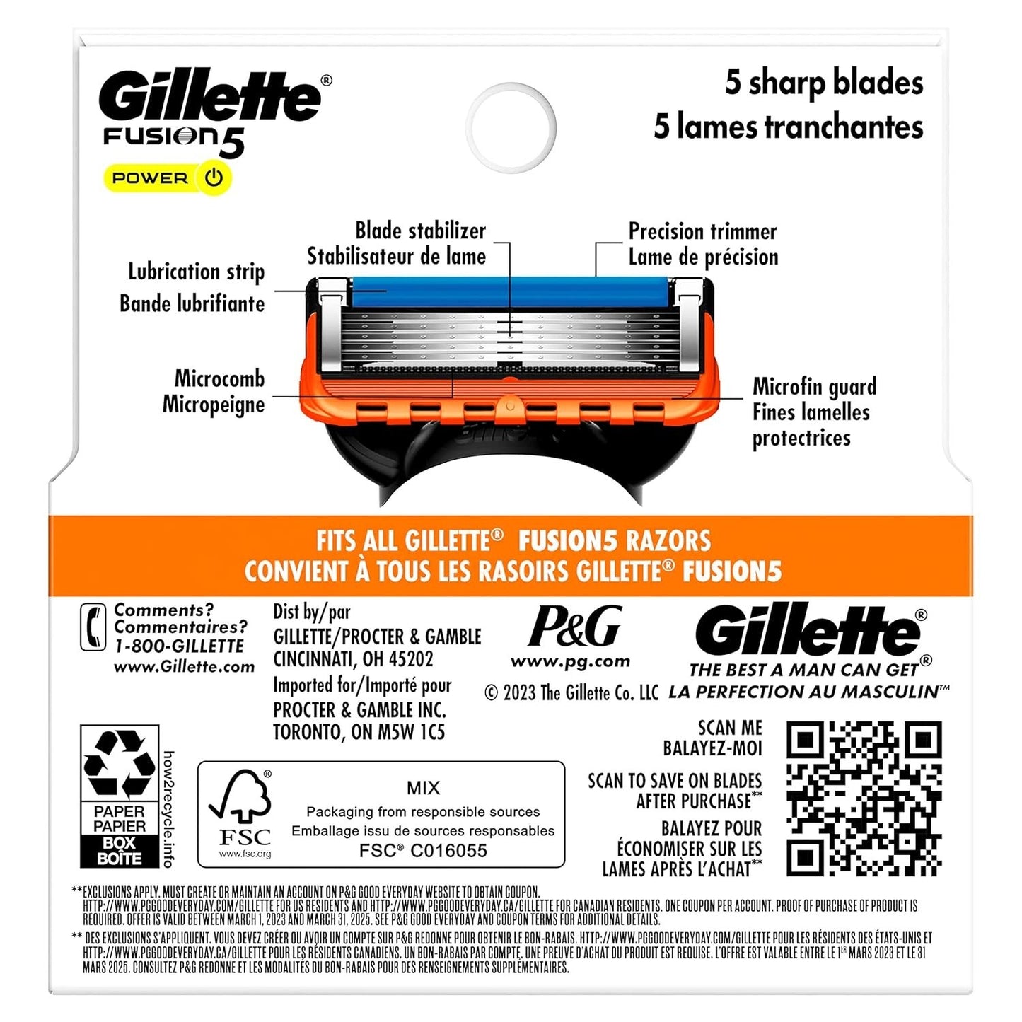 Gillette Fusion5 Power Razor Blades 4-Pack New OEM Cartridges 91321829