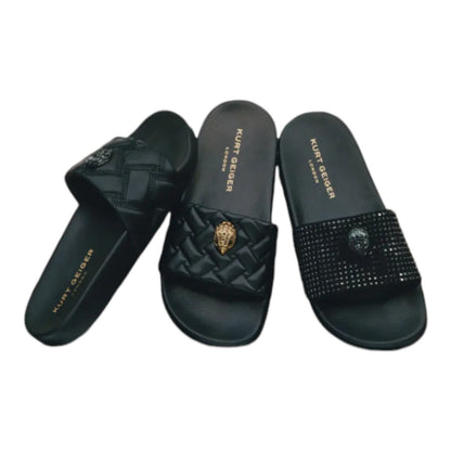 Kurt Geiger London Women's Meena black Teddy Eagle Head Slides Sandals