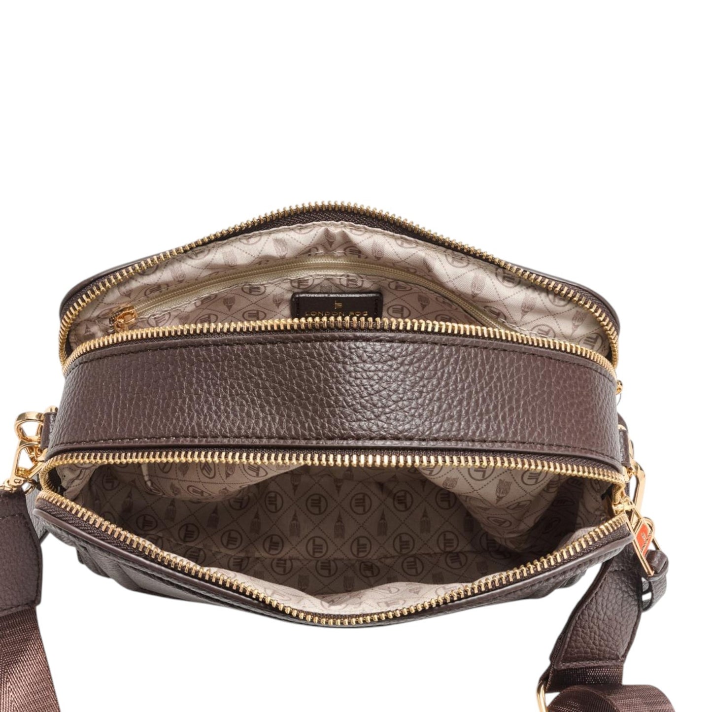 London Fog Mile Camera Crossbody Bag White Faux Leather Adjustable Strap NWT