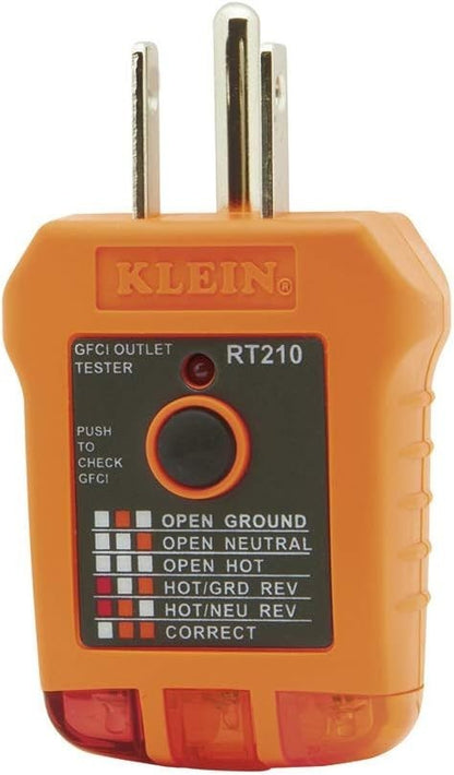 Klein Tools RT210 Outlet GFCI Receptacle Tester NIB Electrician Home CAT II 300V