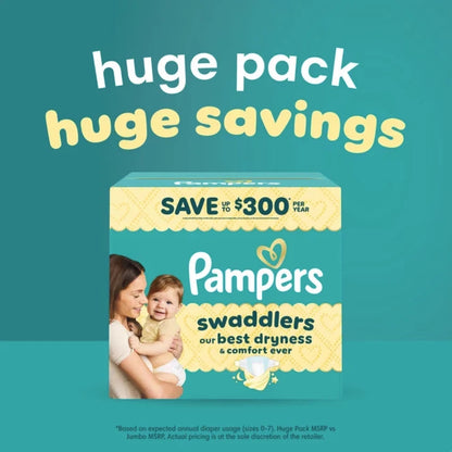Pampers Swaddlers Fragrance Free Baby Diapers Size 8, 58 Count , Free Shipping
