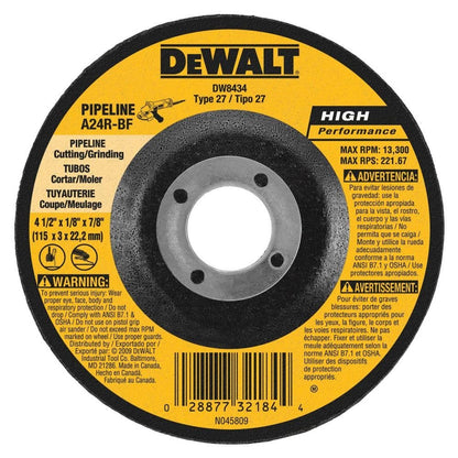 DEWALT DW8435 4-1/2-Inch by 1/8 Inch by 5/8-Inch -11 Pipeline Cutting/Grinding
