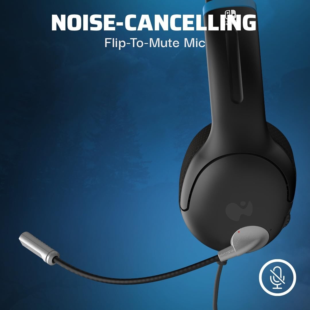 PDP Black Blue Noise Cancel Mic Wired Airlite Gaming Headset