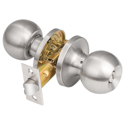 Brushed Nickel Doorknob, round Ball Privacy Knobs, Interior Keyless Door Lockset