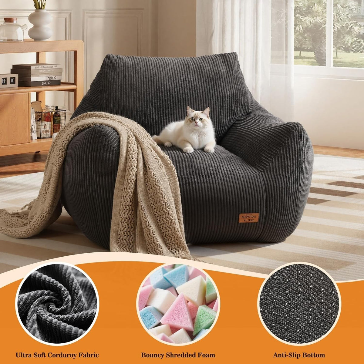 Big Bean Bag Chair for Adults, Ultra Soft BeanBag for Living Room