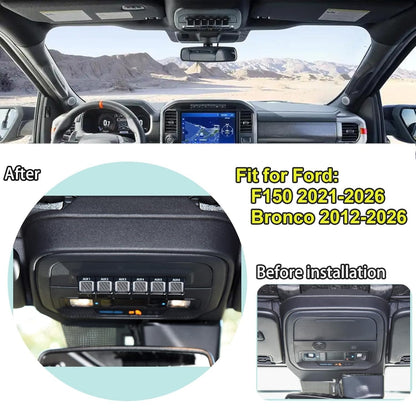 6 Gang Auxiliary Switch Panel Kit for Ford Bronco 2021-2026 Upfitter Switches