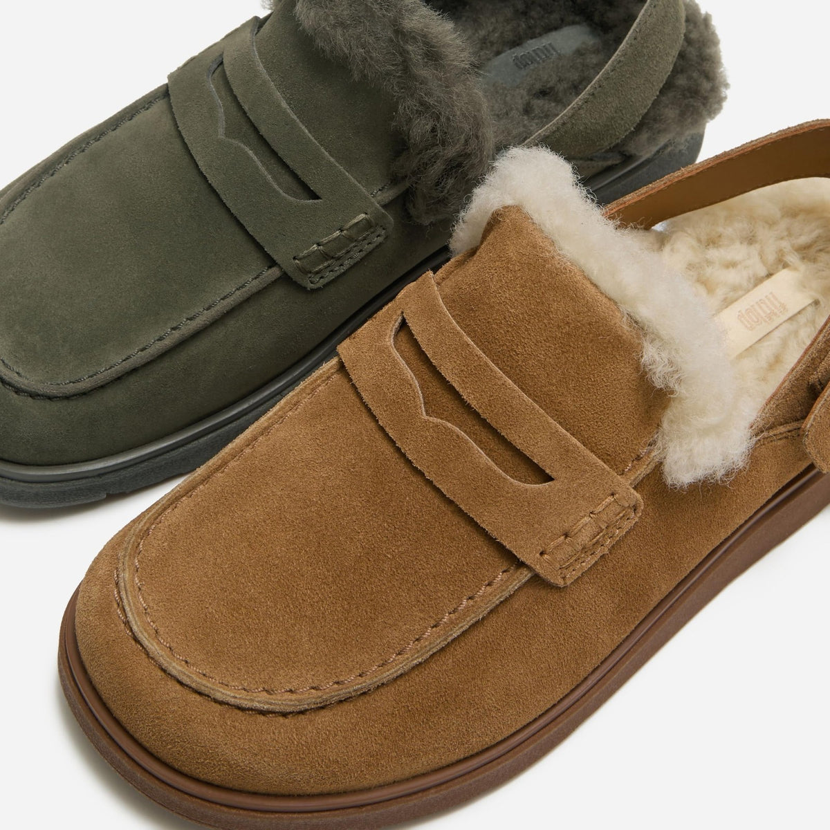 FitFlop Women's Gen-FF Suede Shearling Loafer Back-Strap Mules