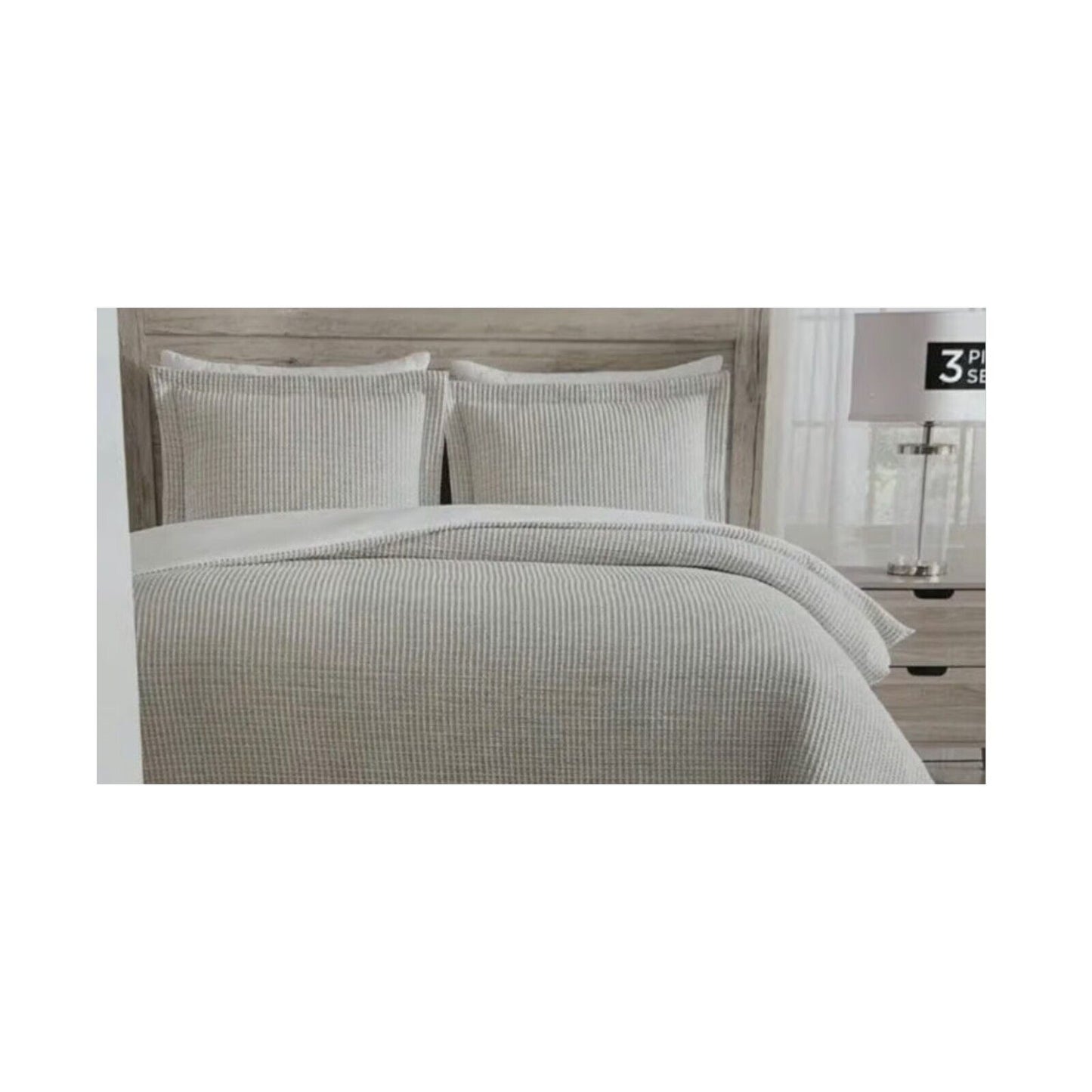 Restore Home 3 Piece Curated Queen Beige and Gray Comforter Set