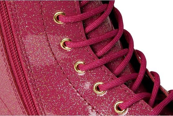 Dr. Martens unisex-child 1460 Lace Up Boot - Fuchsia/Silver/Gold Glitter - 5 Y