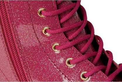Dr. Martens unisex-child 1460 Lace Up Boot - Fuchsia/Silver/Gold Glitter - 5 Y