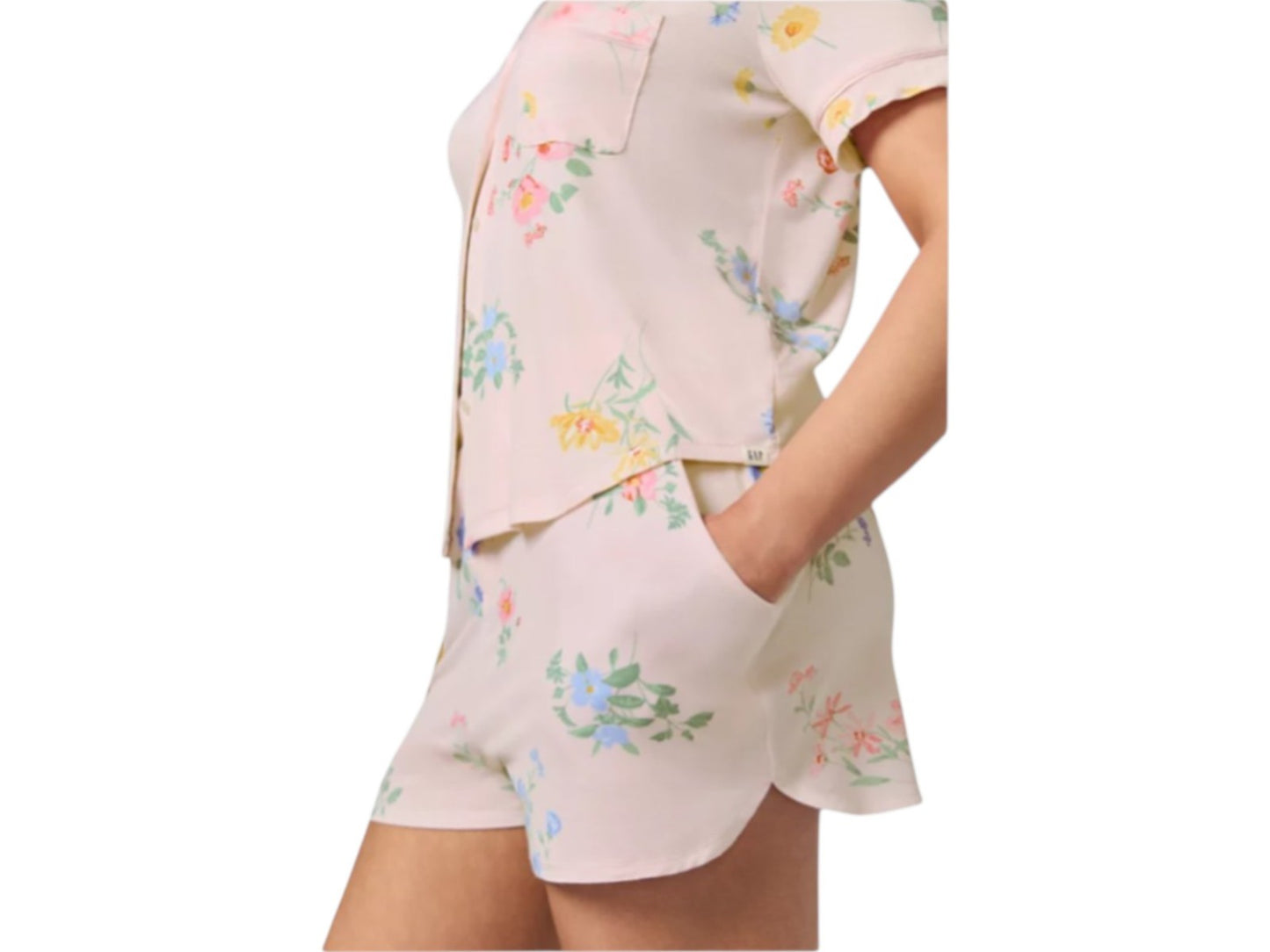 Gap 2 Piece Pajamas Set Women’s Sz Large Black Shorts Button Top Rayon Stretch