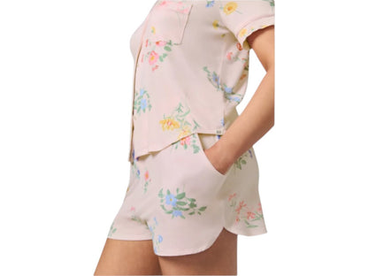 Gap 2 Piece Pajamas Set Women’s Sz Large Black Shorts Button Top Rayon Stretch