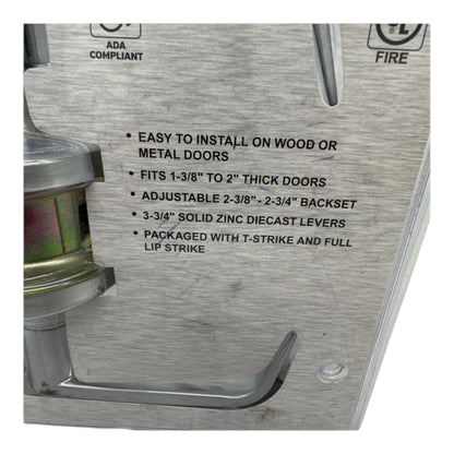 Universal Commercial 2-3/4" Satin Chrome Standard Duty Hall/Closet Door Lever