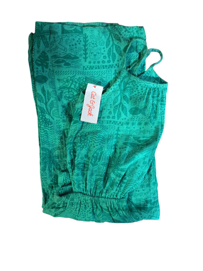 Cat & Jack Girls' Sleeveless Printed Side Cutout Jumpsuit, Sea Foam Green