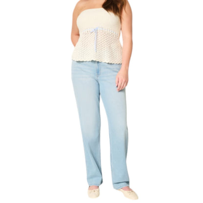 Hollister High-Rise Light Wash Straight Jeans NEW