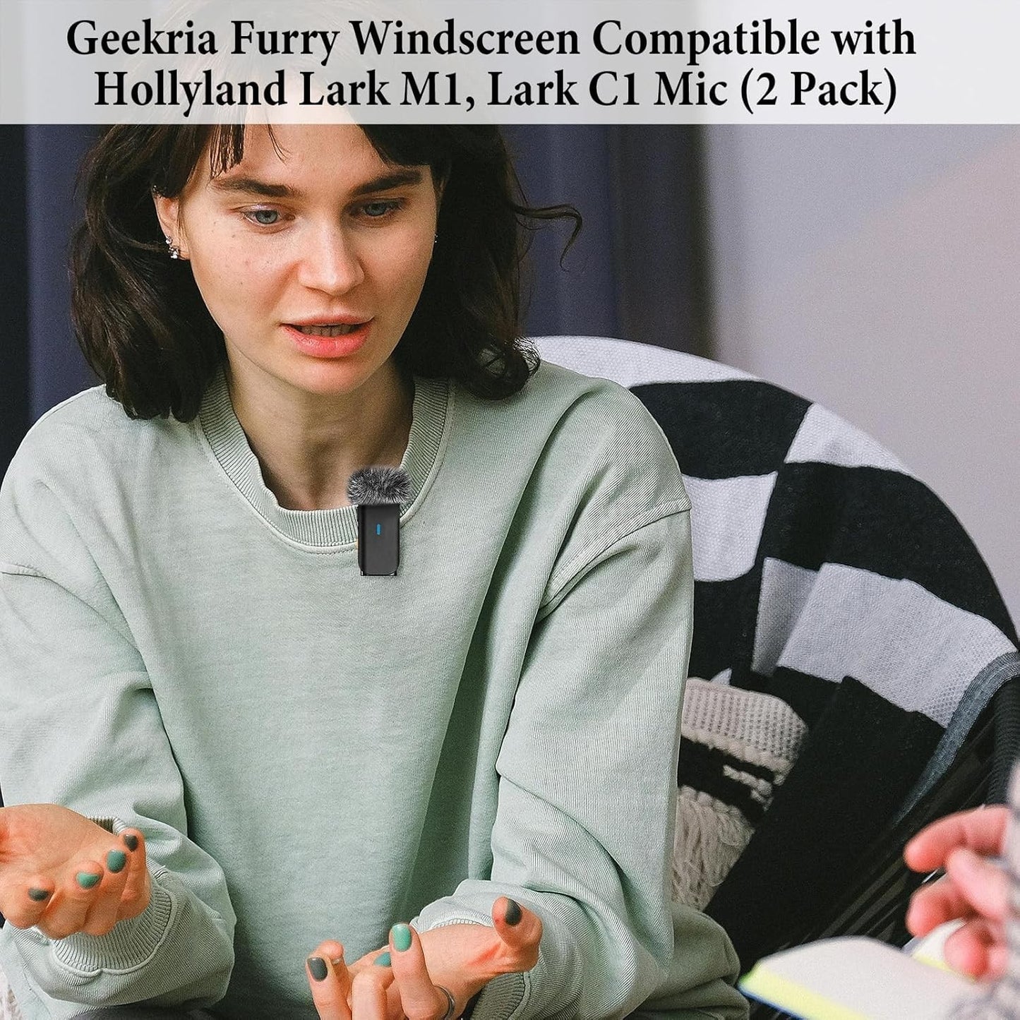 Geekria for Creators Furry Windscreen Compatible w Hollyland Lark M1, C1 2-pack