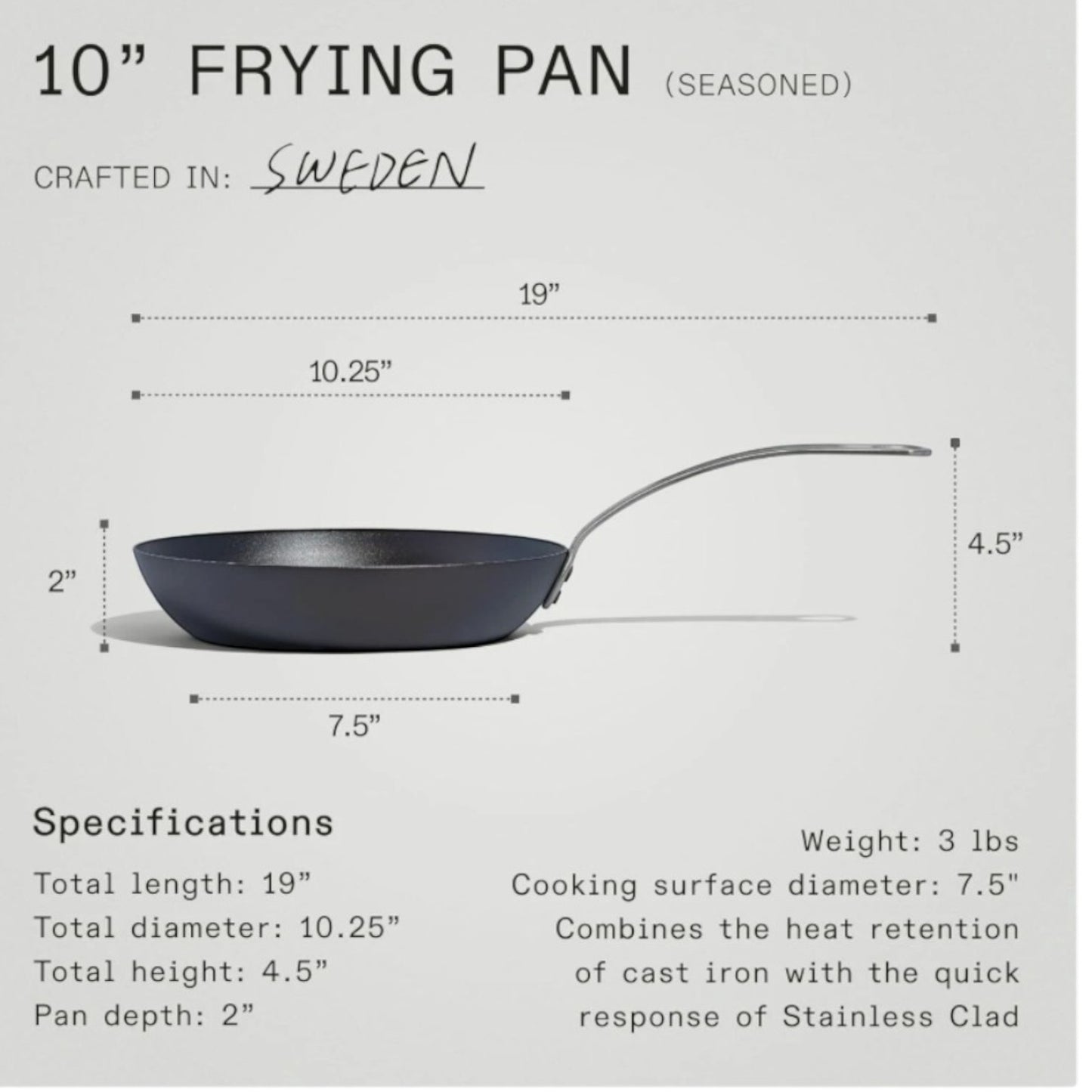 Made In Cookware - Seasoned 10" Carbon Steel Frying Pan, Professional Cookware