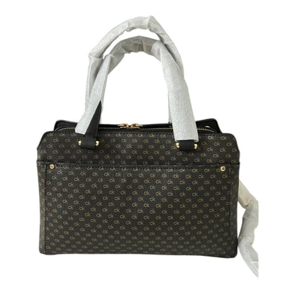 NWT Calvin Klein Women's Triple Compartment Satchel Crossbody Bag Almond/Brown
