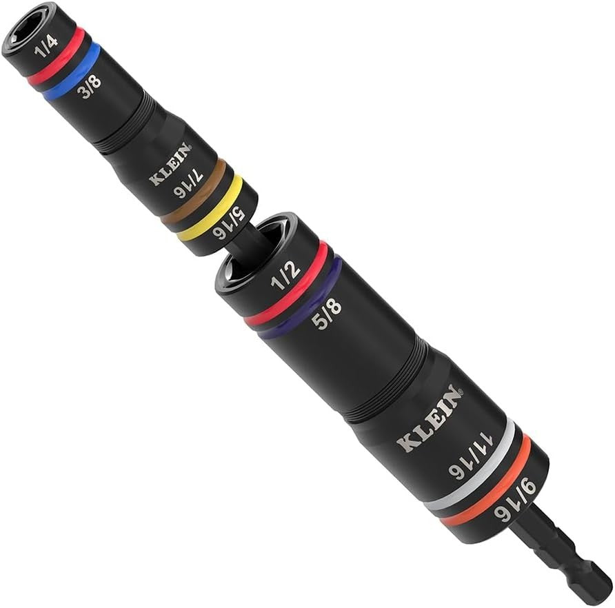 Klein Tools 652QS Quad-8 Deep-Well Heavy-Duty Impact Flip Sockets, SAE, 3 Pc.