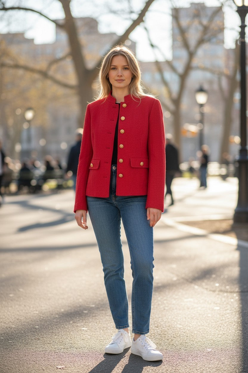 NWT Talbots Women's Red Short Wool Peacoat - Color: Red Pop - Sizes 2-14