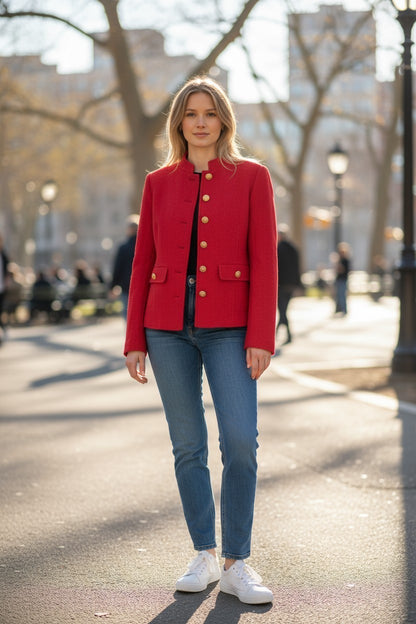 NWT Talbots Women's Red Short Wool Peacoat - Color: Red Pop - Sizes 2-14