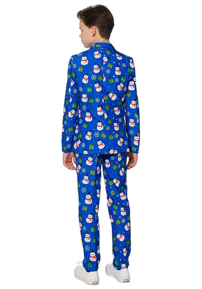 SUITMEISTER Boys Christmas Suit - Snowman Holiday Outfit Slim Fit - Blue - Small