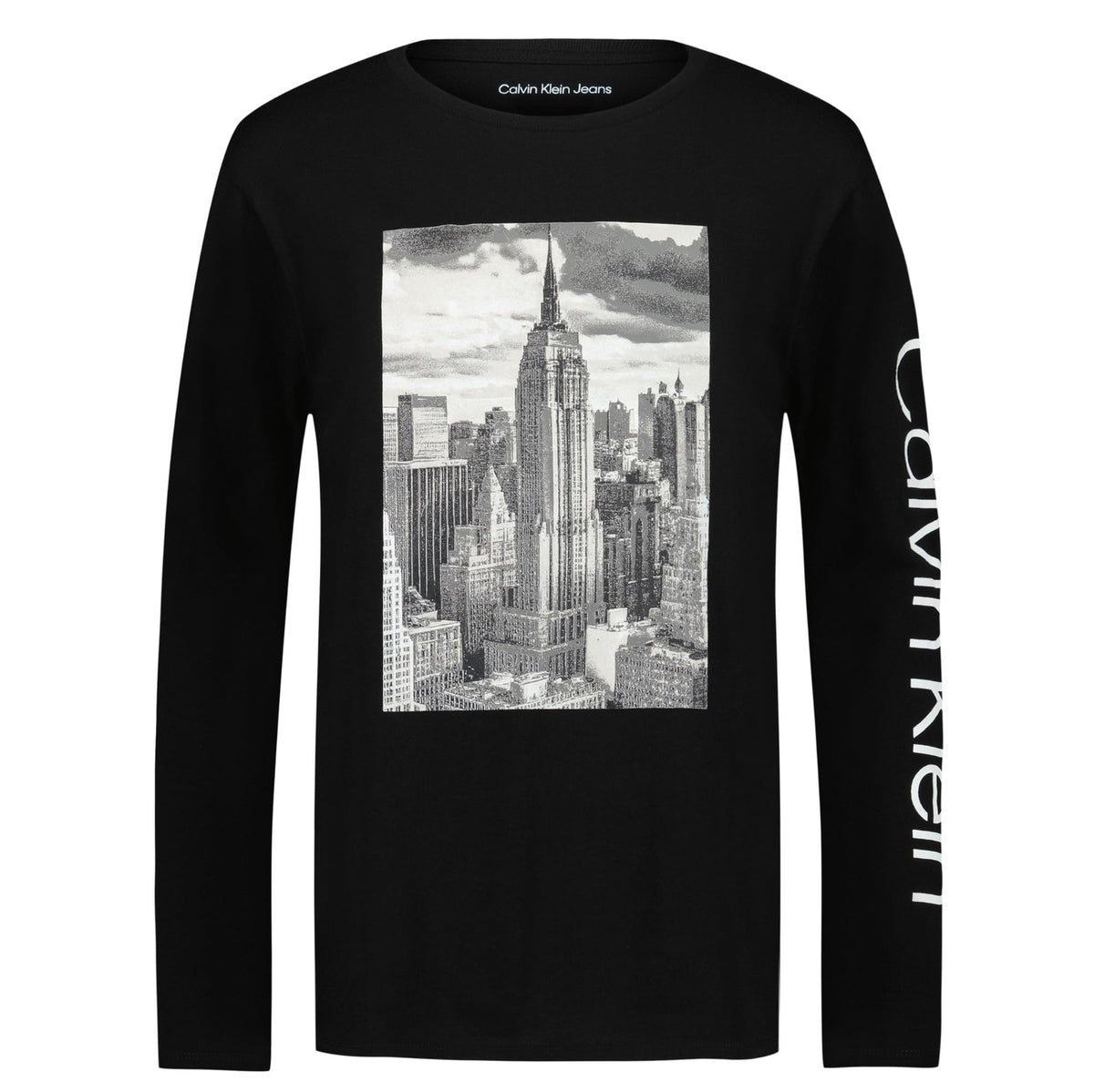 Calvin Klein Boys' Long Sleeve Crew Neck T-Shirt, Soft, Comfortable, Relaxed Fit