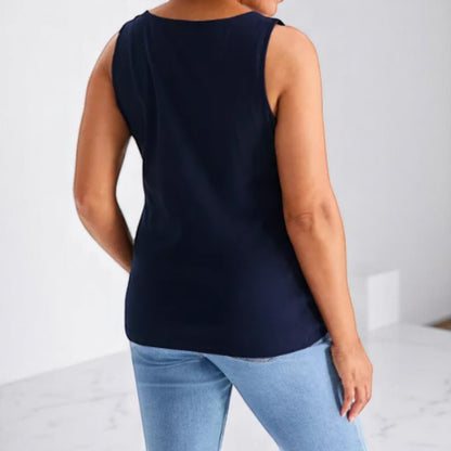 Style & Co Women's Cotton Scalloped V-Neck Sleeveless Top NWT