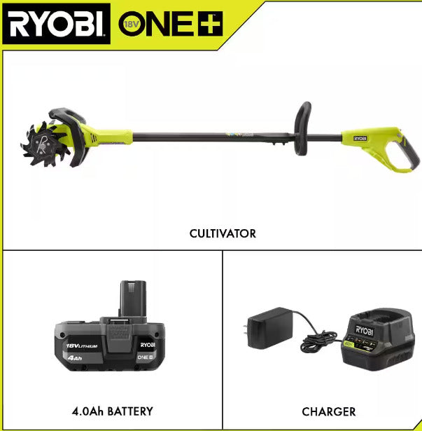 RYOBI P2750 8" Cordless Cultivator - INCLUDES BATTERY & CHARGER