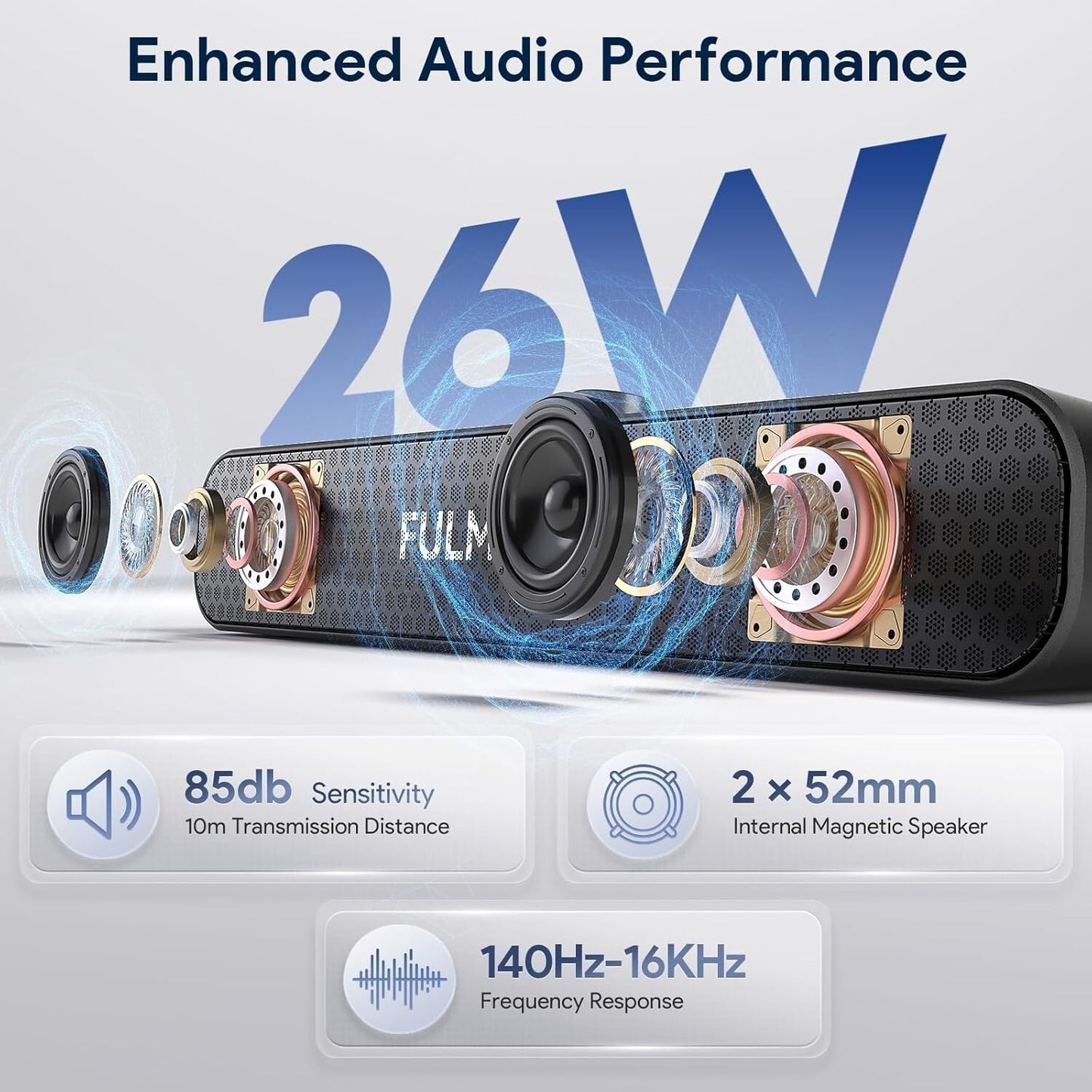 FULMINARE Bluetooth Speaker with 26W HD Sound, Portable Speaker