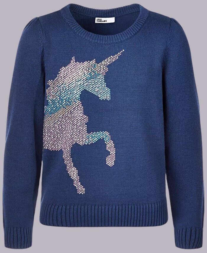 Epic Threads Big Girls Unicorn Pullover Sweater, L