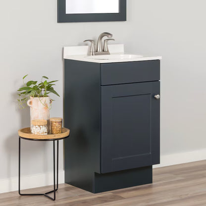 Project Source Dover 18-in Navy Blue Single Sink Bathroom Vanity with White Top