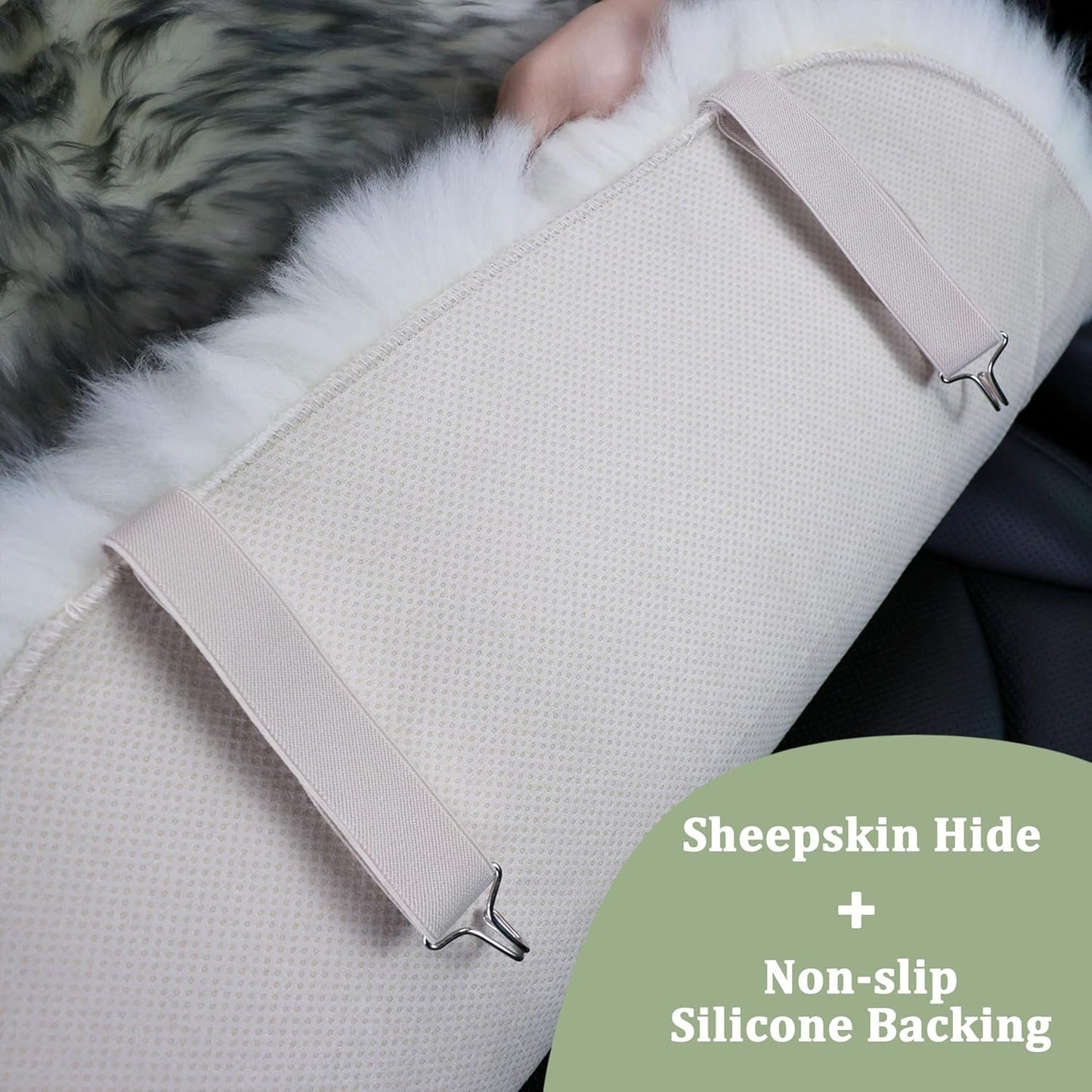Fluffy Sheepskin Car Seat Cover, Fuzzy Long Wool Front Vehicle Dark Red (1 pack)