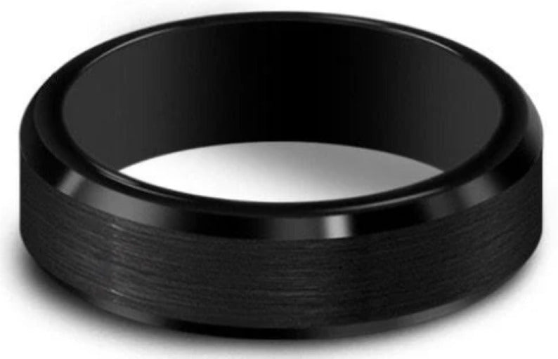 6mm Black PVD Beveled Edge Tungsten Band