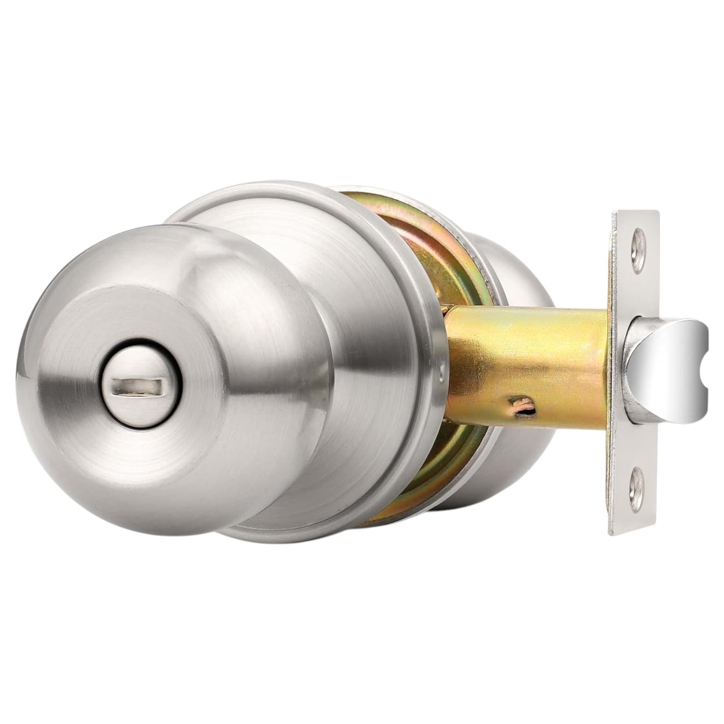 Brushed Nickel Doorknob, round Ball Privacy Knobs, Interior Keyless Door Lockset