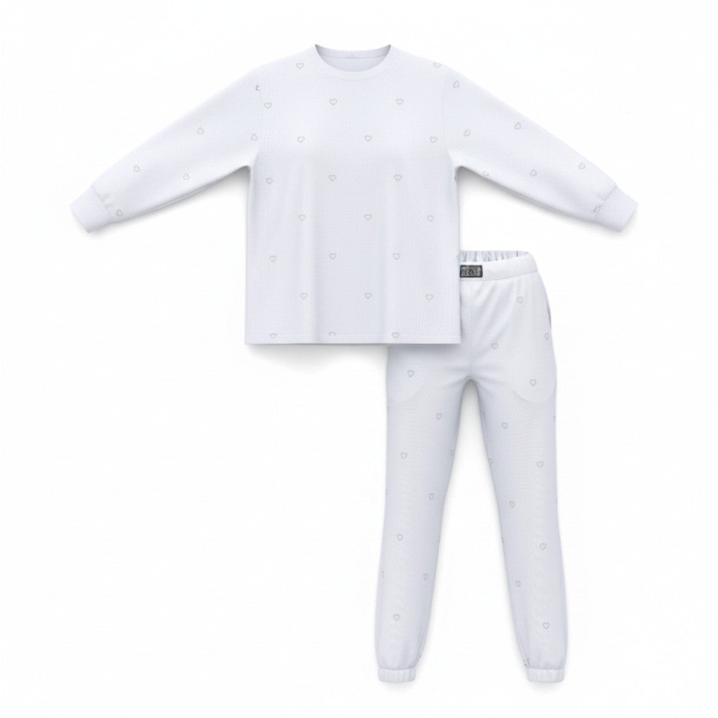 New VICTORIA'S SECRET 100% Cotton Shine Long Pajama Set White w/ Bling (S)