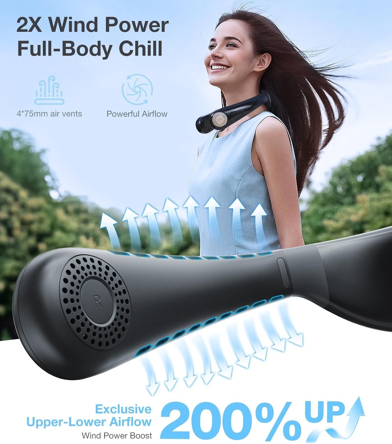 TORRAS Coolify Air 2025 Upgraded Neck Fan Air Conditioner, Upper-Lower Airflow,