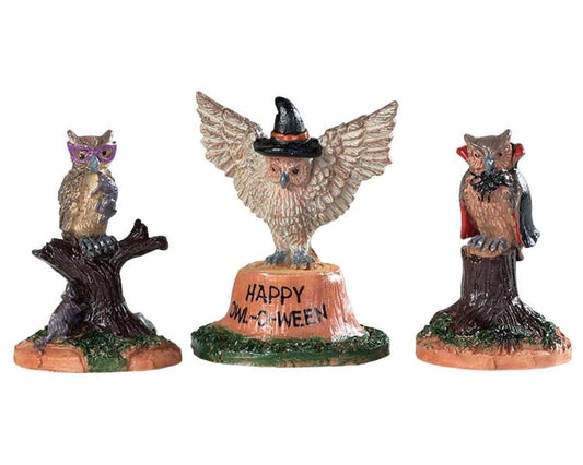 Lemax Spooky Town Happy Owl-O-Ween, Set of 3 .#94524