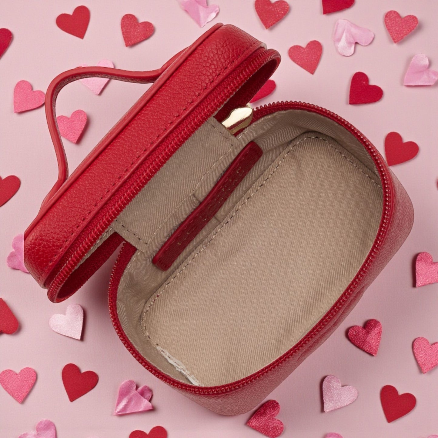 LC Lauren Conrad Red Top Handle Coin Pouch With Heart Design | #71609530