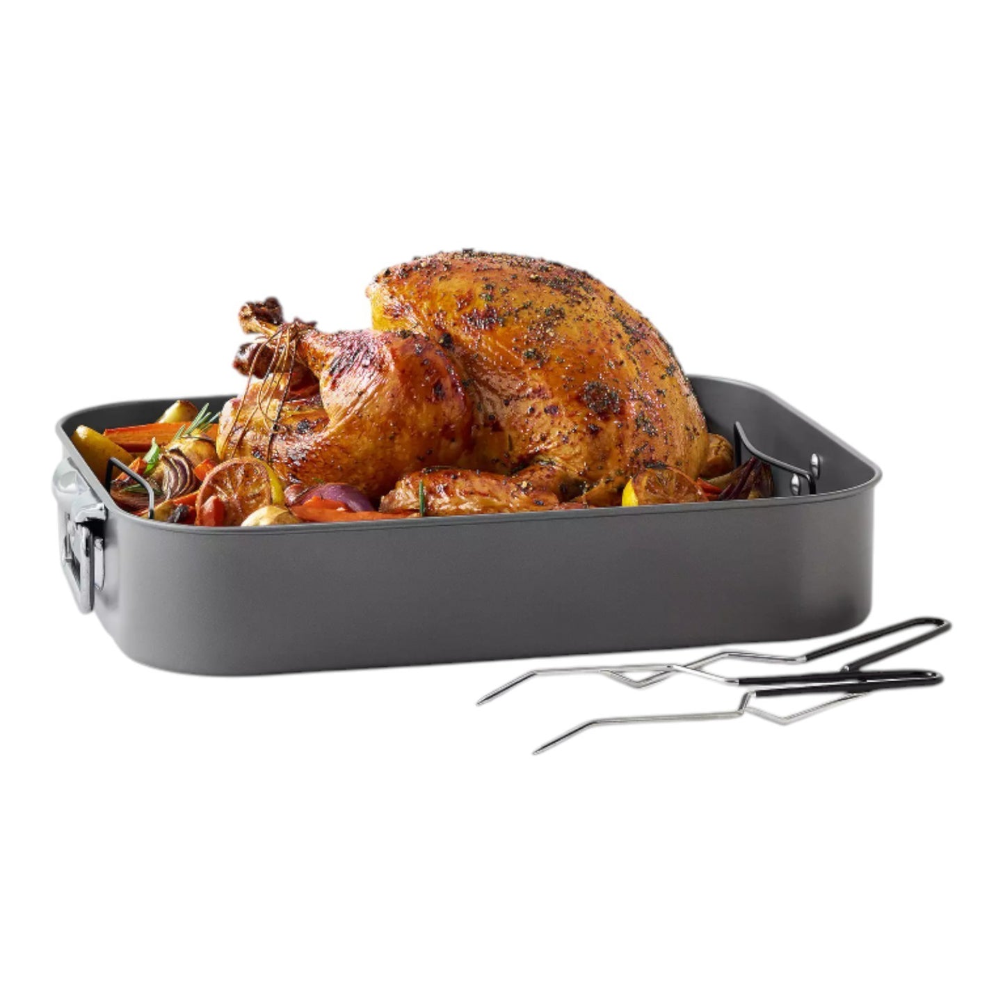 Roasting Pan with Rack 16 Inch Stainless Steel Rectangular Turkey Roaster Pan